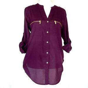 Calvin Klein Blouse Top Purple Size Small  Button